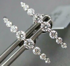 ESTATE .60CT DIAMOND 18KT WHITE GOLD CLASSIC JOURNEY ELONGATED BAR FUN EARRINGS