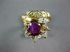 LARGE 2.10CT DIAMOND & AAA AMETHYST 18KT YELLOW GOLD 3D MULTI SHAPE FLOWER RING