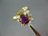 LARGE 2.10CT DIAMOND & AAA AMETHYST 18KT YELLOW GOLD 3D MULTI SHAPE FLOWER RING