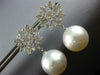 LARGE 1.3CT DIAMOND & AAA SOUTH SEA PEARL 18K WHITE GOLD FLOWER HANGING EARRINGS