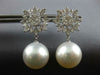 LARGE 1.3CT DIAMOND & AAA SOUTH SEA PEARL 18K WHITE GOLD FLOWER HANGING EARRINGS