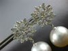 LARGE 1.3CT DIAMOND & AAA SOUTH SEA PEARL 18K WHITE GOLD FLOWER HANGING EARRINGS