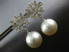 LARGE 1.3CT DIAMOND & AAA SOUTH SEA PEARL 18K WHITE GOLD FLOWER HANGING EARRINGS