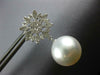LARGE 1.3CT DIAMOND & AAA SOUTH SEA PEARL 18K WHITE GOLD FLOWER HANGING EARRINGS