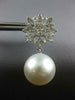 LARGE 1.3CT DIAMOND & AAA SOUTH SEA PEARL 18K WHITE GOLD FLOWER HANGING EARRINGS