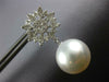 LARGE 1.3CT DIAMOND & AAA SOUTH SEA PEARL 18K WHITE GOLD FLOWER HANGING EARRINGS