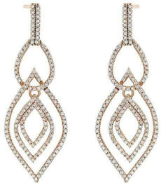 ESTATE .96CT DIAMOND 14KT ROSE GOLD 3D MULTI LEAF CLASSIC FUN HANGING EARRINGS