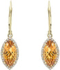 4.48CT DIAMOND & AAA CITRINE 14KT YELLOW GOLD MARQUISE & ROUND HANGING EARRINGS