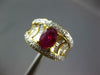 ESTATE WIDE 2.36CT DIAMOND & AAA RUBY 18KT YELLOW GOLD 3D OVAL ENGAGEMENT RING