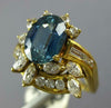 LARGE 3.0CT DIAMOND & AAA CEYLON SAPPHIRE 18K YELLOW GOLD FLOWER ENGAGEMENT RING