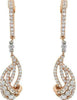 ESTATE .89CT DIAMOND 18KT WHITE AND ROSE GOLD 3D TEAR DROP HANGING EARRINGS
