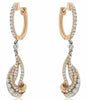 ESTATE .89CT DIAMOND 18KT WHITE AND ROSE GOLD 3D TEAR DROP HANGING EARRINGS