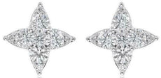 .49CT DIAMOND 14KT WHITE GOLD 3D CLUSTER INVISIBLE STAR CLASSIC STUD EARRINGS