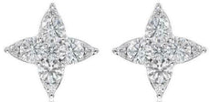 .49CT DIAMOND 14KT WHITE GOLD 3D CLUSTER INVISIBLE STAR CLASSIC STUD EARRINGS