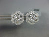 ESTATE LARGE 1.21CT DIAMOND 18KT WHITE GOLD 3D CLUSTER FLOWER HALO STUD EARRINGS