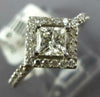 ESTATE .99CT DIAMOND 14KT WHITE GOLD 3D ROUND & PRINCESS HALO ENGAGEMENT RING