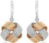 LARGE 1.02CT DIAMOND 18KT WHITE & ROSE GOLD MULTI ROW LOVE KNOT HANGING EARRINGS