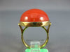 ESTATE LARGE AAA CORAL 14KT YELLOW GOLD 3D ROUND CLASSIC CABOCHON FUN RING