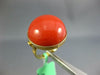 ESTATE LARGE AAA CORAL 14KT YELLOW GOLD 3D ROUND CLASSIC CABOCHON FUN RING