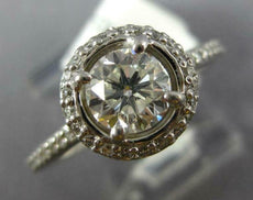 1.45CT DIAMOND 14KT WHITE GOLD 3D ROUND SOLITAIRE HALO ETERNITY ENGAGEMENT RING