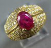 WIDE 2.30CT DIAMOND & AAA RUBY 18KT YELLOW GOLD OVAL MULTI ROW ENGAGEMENT RING