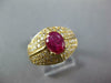 WIDE 2.30CT DIAMOND & AAA RUBY 18KT YELLOW GOLD OVAL MULTI ROW ENGAGEMENT RING