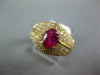 WIDE 2.30CT DIAMOND & AAA RUBY 18KT YELLOW GOLD OVAL MULTI ROW ENGAGEMENT RING