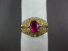 WIDE 2.30CT DIAMOND & AAA RUBY 18KT YELLOW GOLD OVAL MULTI ROW ENGAGEMENT RING