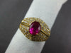 WIDE 2.30CT DIAMOND & AAA RUBY 18KT YELLOW GOLD OVAL MULTI ROW ENGAGEMENT RING