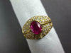 WIDE 2.30CT DIAMOND & AAA RUBY 18KT YELLOW GOLD OVAL MULTI ROW ENGAGEMENT RING