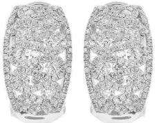 ESTATE WIDE 1.43CT DIAMOND 14K WHITE GOLD 3D OPEN FILIGREE CLIP ON EARRINGS