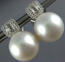 EXTRA LARGE .60CT DIAMOND & AAA SOUTH SEA PEARL 18KT WHITE GOLD CLIP ON EARRINGS