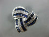 WIDE 1.80CT DIAMOND & SAPPHIRE 14KT WHITE GOLD ROUND & BAGUETTE TRIANGULAR RING