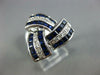 WIDE 1.80CT DIAMOND & SAPPHIRE 14KT WHITE GOLD ROUND & BAGUETTE TRIANGULAR RING