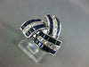 WIDE 1.80CT DIAMOND & SAPPHIRE 14KT WHITE GOLD ROUND & BAGUETTE TRIANGULAR RING