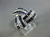 WIDE 1.80CT DIAMOND & SAPPHIRE 14KT WHITE GOLD ROUND & BAGUETTE TRIANGULAR RING