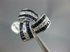 WIDE 1.80CT DIAMOND & SAPPHIRE 14KT WHITE GOLD ROUND & BAGUETTE TRIANGULAR RING