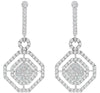 2.26CT DIAMOND 18KT WHITE GOLD CLUSTER OCTAGON DOUBLE HALO FUN HANGING EARRINGS
