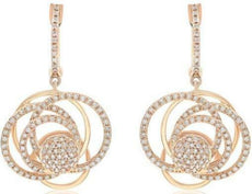 .93CT DIAMOND 14KT ROSE GOLD 3D MULTI CIRCULAR INTERTWINING FUN HANGING EARRINGS