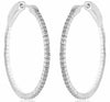 ESTATE .46CT DIAMOND 18KT WHITE GOLD 3D ROUND CLASSIC HOOP HANGING EARRINGS