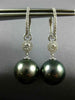 LARGE .38CT DIAMOND & AAA TAHITIAN PEARL 18KT WHITE GOLD HUGGIE HANGING EARRINGS
