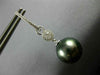 LARGE .38CT DIAMOND & AAA TAHITIAN PEARL 18KT WHITE GOLD HUGGIE HANGING EARRINGS