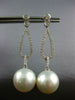 LARGE .78CT DIAMOND & AAA SOUTH SEA PEARL 18K WHITE GOLD ETOILE HANGING EARRINGS