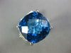 EXTRA LARGE 9.66CT DIAMOND & AAA BLUE TOPAZ 14K WHITE GOLD CUSHION FILIGREE RING