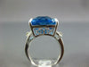EXTRA LARGE 9.66CT DIAMOND & AAA BLUE TOPAZ 14K WHITE GOLD CUSHION FILIGREE RING