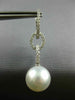LARGE .81CT DIAMOND & AAA SOUTH SEA PEARL 18KT WHITE GOLD 3D HANGING EARRINGS