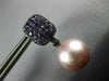 1.45CT AAA AMETHYST & PINK SOUTH SEA PEARL 18KT BLACK GOLD 3D HANGING EARRINGS