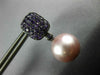 1.45CT AAA AMETHYST & PINK SOUTH SEA PEARL 18KT BLACK GOLD 3D HANGING EARRINGS