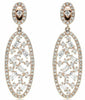 1.27CT DIAMOND 14KT ROSE GOLD 3D ROUND & BAGUETTE OPEN FILIGREE HANGING EARRINGS