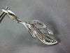 ESTATE LARGE 1.12CT DIAMOND 18KT WHITE GOLD OPEN FILIGREE LEAF HANGING EARRINGS